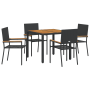 Conjunto de comedor de jardín de 5 piezas Ratán Polipropileno