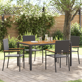 Juego de Comedor de Jardín de 5 Piezas Poliratán Negro de , Sillas de jardín - Ref: Foro24-3365406, Precio: 357,25 €