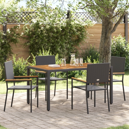 Juego de Comedor de Jardín de 5 Piezas Poliratán Negro de , Sillas de jardín - Ref: Foro24-3365406, Precio: 357,25 €