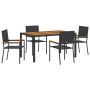 Juego de Comedor de Jardín de 5 Piezas Poliratán Negro de , Sillas de jardín - Ref: Foro24-3365406, Precio: 357,25 €
