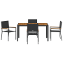 Juego de Comedor de Jardín de 5 Piezas Poliratán Negro de , Sillas de jardín - Ref: Foro24-3365406, Precio: 357,25 €