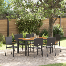 Juego de Comedor de Jardín de 7 Piezas en Poliratán Negro de , Sillas de jardín - Ref: Foro24-3365408, Precio: 454,16 €