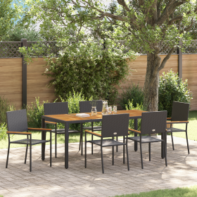 Conjunto de Comedor de Jardín de 7 Piezas Negro Poliratán de , Sillas de jardín - Ref: Foro24-3365410, Precio: 445,76 €