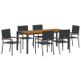 Conjunto de Comedor de Jardín de 7 Piezas Negro Poliratán de , Sillas de jardín - Ref: Foro24-3365410, Precio: 445,76 €