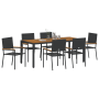Conjunto de Comedor de Jardín de 7 Piezas Negro Poliratán de , Sillas de jardín - Ref: Foro24-3365410, Precio: 445,76 €