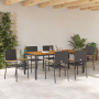 Conjunto de Comedor de Jardín de 7 Piezas Negro Poliratán de , Sillas de jardín - Ref: Foro24-3365410, Precio: 445,76 €