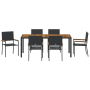 Conjunto de Comedor de Jardín de 7 Piezas Negro Poliratán de , Sillas de jardín - Ref: Foro24-3365410, Precio: 445,76 €