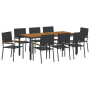 Juego de Comedor de Jardín de 9 Piezas Poliratán Negro de , Sillas de jardín - Ref: Foro24-3365412, Precio: 537,00 €