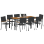 Juego de Comedor de Jardín de 9 Piezas Poliratán Negro de , Sillas de jardín - Ref: Foro24-3365412, Precio: 537,00 €