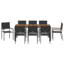 Juego de Comedor de Jardín de 9 Piezas Poliratán Negro de , Sillas de jardín - Ref: Foro24-3365412, Precio: 537,00 €