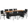 Juego de comedor de jardín 9 piezas ratán sintético negro