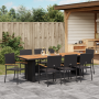 Juego de comedor de jardín 9 piezas ratán sintético negro