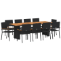Juego de comedor de jardín 11 piezas ratán sintético negro
