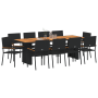 Juego de comedor de jardín 11 piezas ratán sintético negro