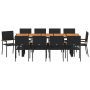 Juego de comedor de jardín 11 piezas ratán sintético negro