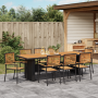 Set de Comedor de Jardín 9 Piezas Negro Polyratán Acacia