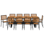 Set de Comedor de Jardín de 11 Piezas Negro Poliratán Acacia