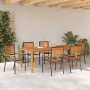 Juego de Comedor de Jardín de 7 Piezas de Ratán Poliéster Negro