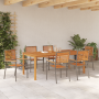 Juego de comedor de jardín de 7 piezas  de ratán poliéster gris y acacia | Foro24.es | Tu tienda online para hogar, jardín y más Foro24.es