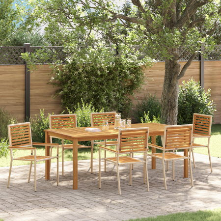 Conjunto de Comedor de Jardín de 7 Piezas Beige Poliratán Acacia de , Sillas de jardín - Ref: Foro24-3365525, Precio: 560,59 €