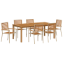 Conjunto de Comedor de Jardín de 7 Piezas Beige Poliratán Acacia de , Sillas de jardín - Ref: Foro24-3365525, Precio: 560,59 €