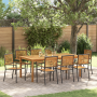 Juego de Comedor de Jardín 9 Piezas Acacia Rattan Negro
