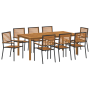 Juego de Comedor de Jardín 9 Piezas Acacia Rattan Negro