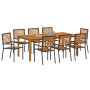 Juego de Comedor de Jardín 9 Piezas Acacia Rattan Negro