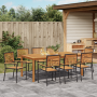 Juego de Comedor de Jardín 9 Piezas Acacia Rattan Negro