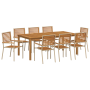 Conjunto de Comedor de Jardín 9 Piezas Beige de Poli Ratan y Acacia de , Sillas de jardín - Ref: Foro24-3365528, Precio: 672,...