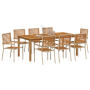 Conjunto de Comedor de Jardín 9 Piezas Beige de Poli Ratan y Acacia de , Sillas de jardín - Ref: Foro24-3365528, Precio: 672,...