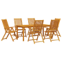 Conjunto de Comedor de Jardín de 7 Piezas de Acacia Sólida