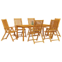 Conjunto de Comedor de Jardín de 7 Piezas de Acacia Sólida