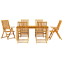 Conjunto de Comedor de Jardín de 7 Piezas de Acacia Sólida