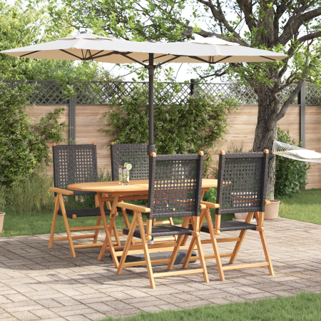 Set de comedor de jardín 5 pzas madera acacia y ratán PE negro | Foro24.es | Tu tienda online para hogar, jardín y más Foro24.es