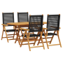 Set de comedor de jardín 5 pzas madera acacia y ratán PE negro | Foro24.es | Tu tienda online para hogar, jardín y más Foro24.es