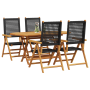 Set de comedor de jardín 5 pzas madera acacia y ratán PE negro | Foro24.es | Tu tienda online para hogar, jardín y más Foro24.es