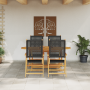 Set de comedor de jardín 5 pzas madera acacia y ratán PE negro | Foro24.es | Tu tienda online para hogar, jardín y más Foro24.es