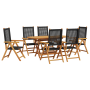 Juego de comedor de jardín de 7 piezas Madera maciza de Acacia y Ratán Sintético Negro | Foro24.es | Tu tienda online para hogar, jardín y más Foro24.es