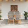 Juego de comedor de jardín de 5 piezas  en gris, hecho de madera de acacia maciza y ratán sintético | Foro24.es | Tu tienda online para hogar, jardín y más Foro24.es
