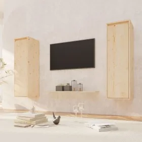 Wall cabinet 2 units solid pine wood 30x30x100 cm by vidaXL, Shelves and shelves - Ref: Foro24-813506, Price: 130,92 €, Disco...
