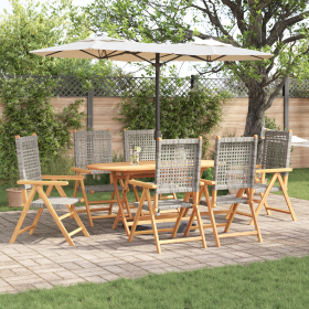 Set de comedor de jardín 7 pzas madera acacia y ratán PE gris de , Mesas de jardín - Ref: Foro24-3375733, Precio: 520,60 €