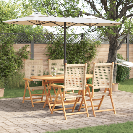 Set de comedor de jardín 5 pzas madera acacia y ratán PE beige | Foro24.es | Tu tienda online para hogar, jardín y más Foro24.es