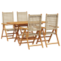 Set de comedor de jardín 5 pzas madera acacia y ratán PE beige | Foro24.es | Tu tienda online para hogar, jardín y más Foro24.es