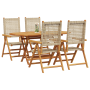 Set de comedor de jardín 5 pzas madera acacia y ratán PE beige | Foro24.es | Tu tienda online para hogar, jardín y más Foro24.es