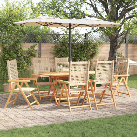 Set de comedor de jardín 7 pzas madera acacia y ratán PE beige | Foro24.es | Tu tienda online para hogar, jardín y más Foro24.es