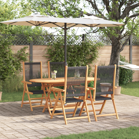 Set de comedor de jardín 5 pzas madera acacia y ratán PE negro | Foro24.es | Tu tienda online para hogar, jardín y más Foro24.es