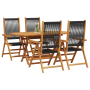 Set de comedor de jardín 5 pzas madera acacia y ratán PE negro | Foro24.es | Tu tienda online para hogar, jardín y más Foro24.es