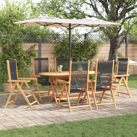 Set de comedor de jardín 7 pzas madera acacia y ratán PE negro | Foro24.es | Tu tienda online para hogar, jardín y más Foro24.es