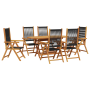 Set de comedor de jardín 7 pzas madera acacia y ratán PE negro | Foro24.es | Tu tienda online para hogar, jardín y más Foro24.es
